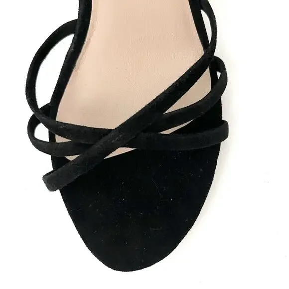 Stuart Weitzman 10.5 Starla Criss Cross Strappy Black Suede Heels Sexy MSRP $475 - Picture 3 of 12